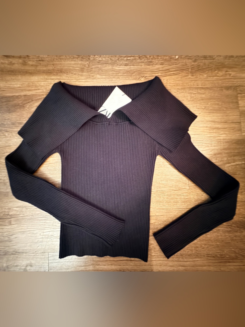 Zara Black Knit Top with Label Detail
